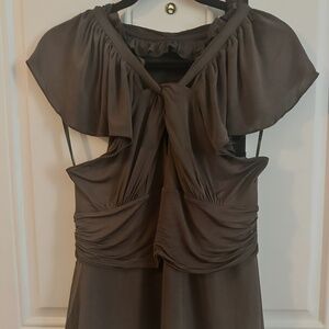 BCBG Max Azria Grey Gathered Stretch Top – Draped Front